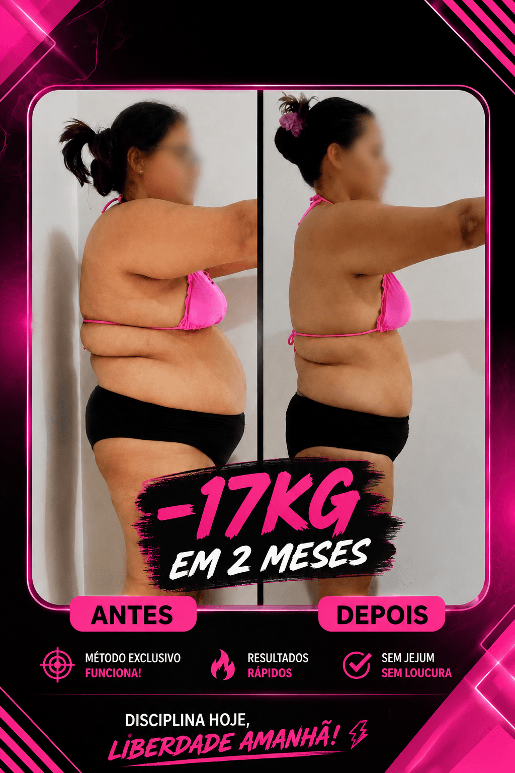 Antes e depois: menos 17 kg em 2 meses